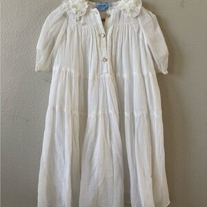 Mimisol White Ruffled Button-Down Dress